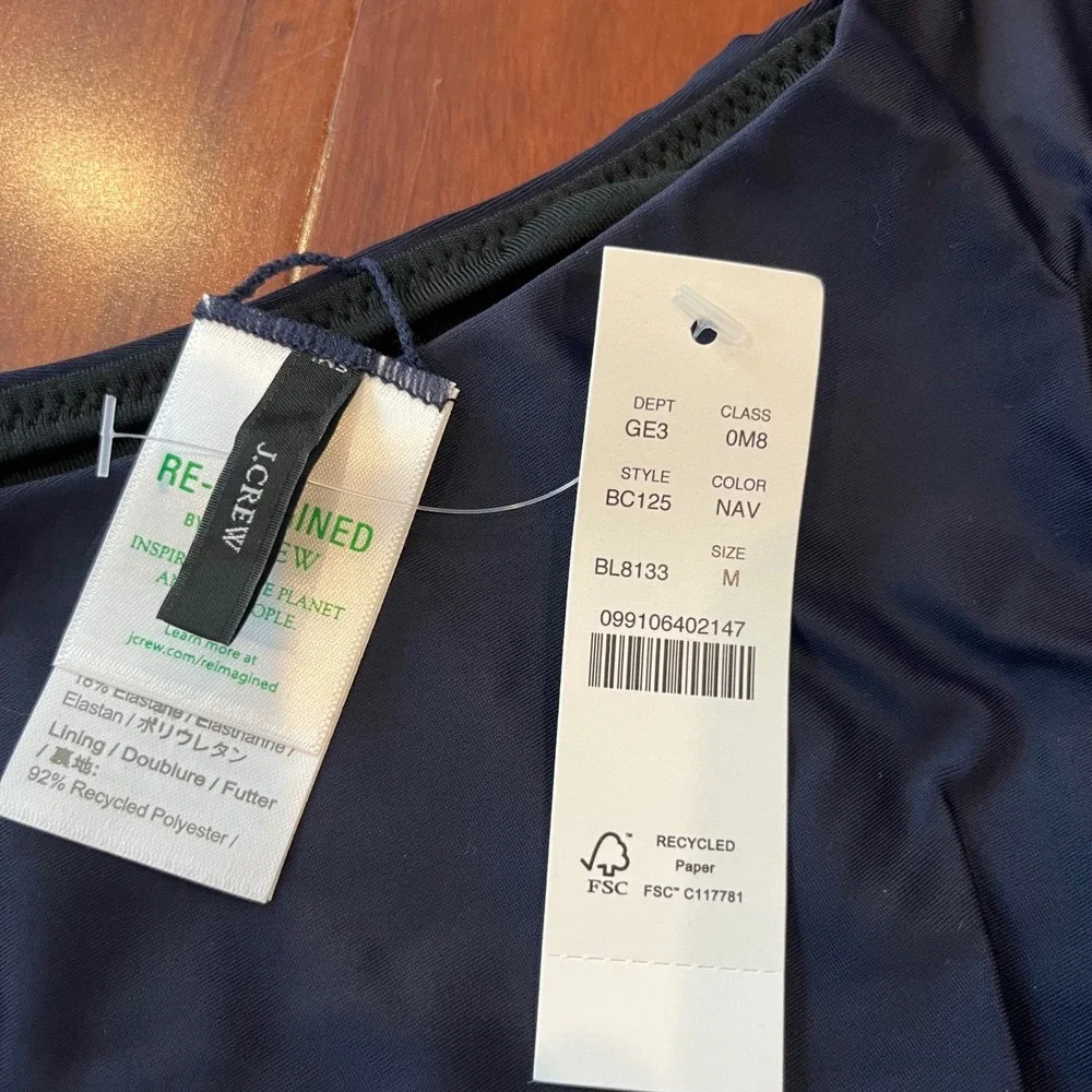 J.Crew Bikini Bottom Swim Navy Blue Solid High‎ Cut BC125 New Size Medium